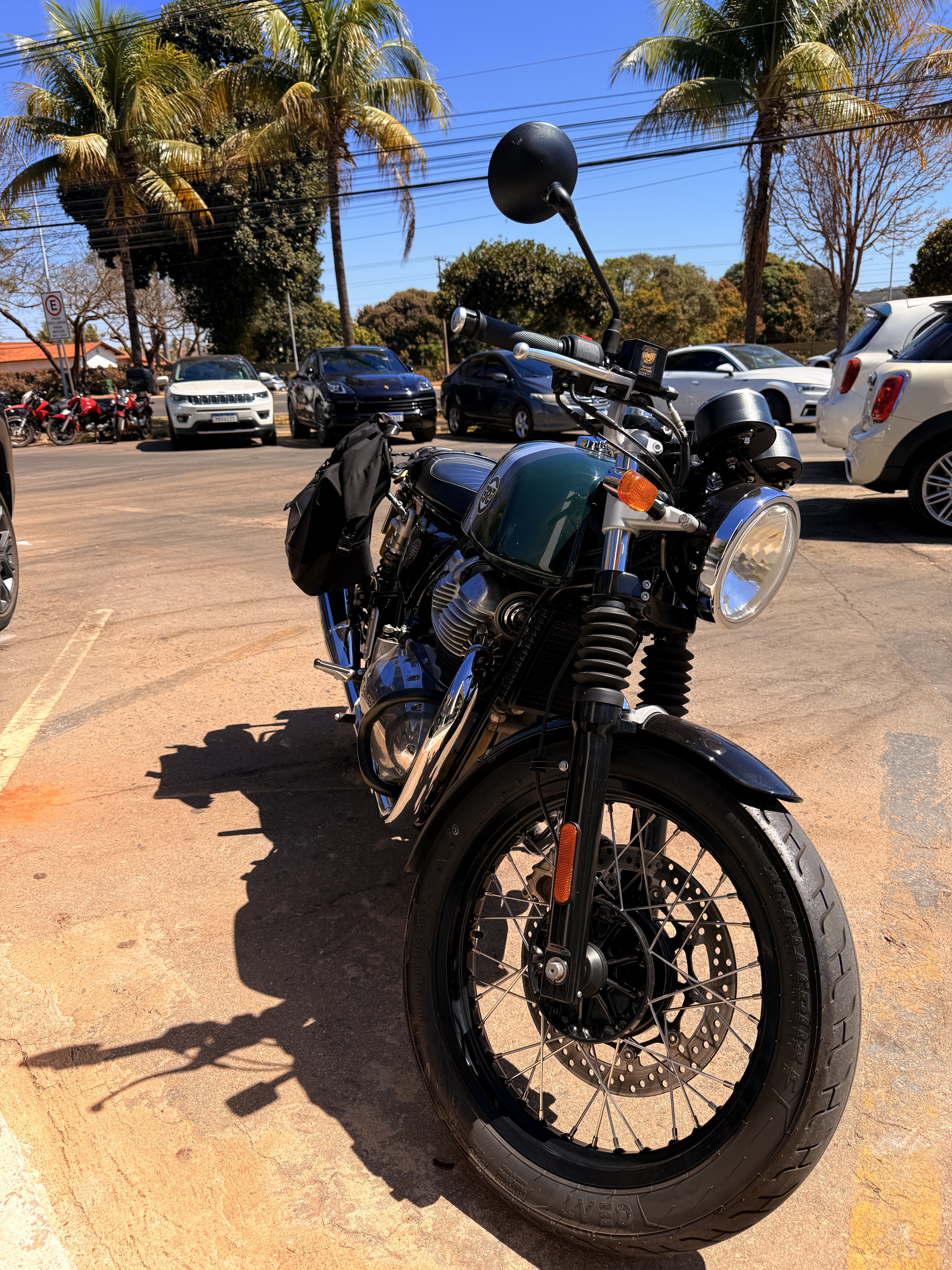 Motorcycle — on the road or at rest.