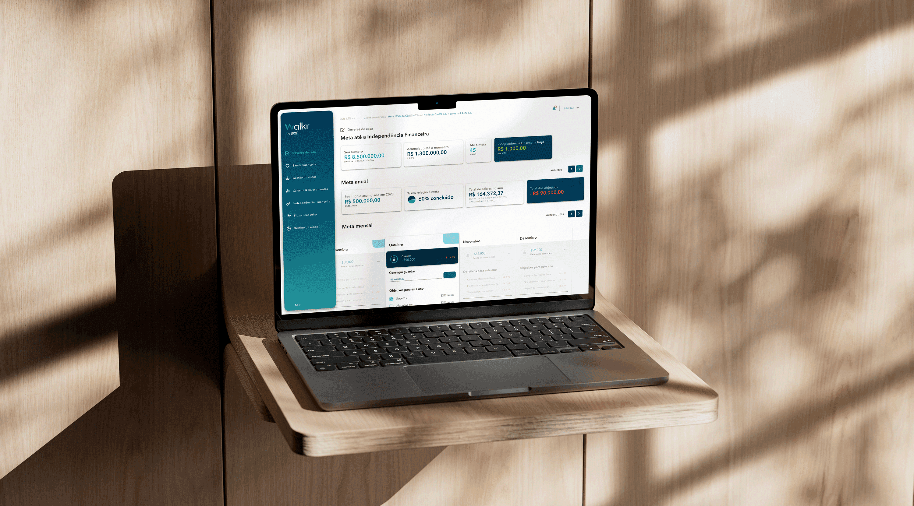iPhone mockup of WalkrApp — a personal finance mobile app