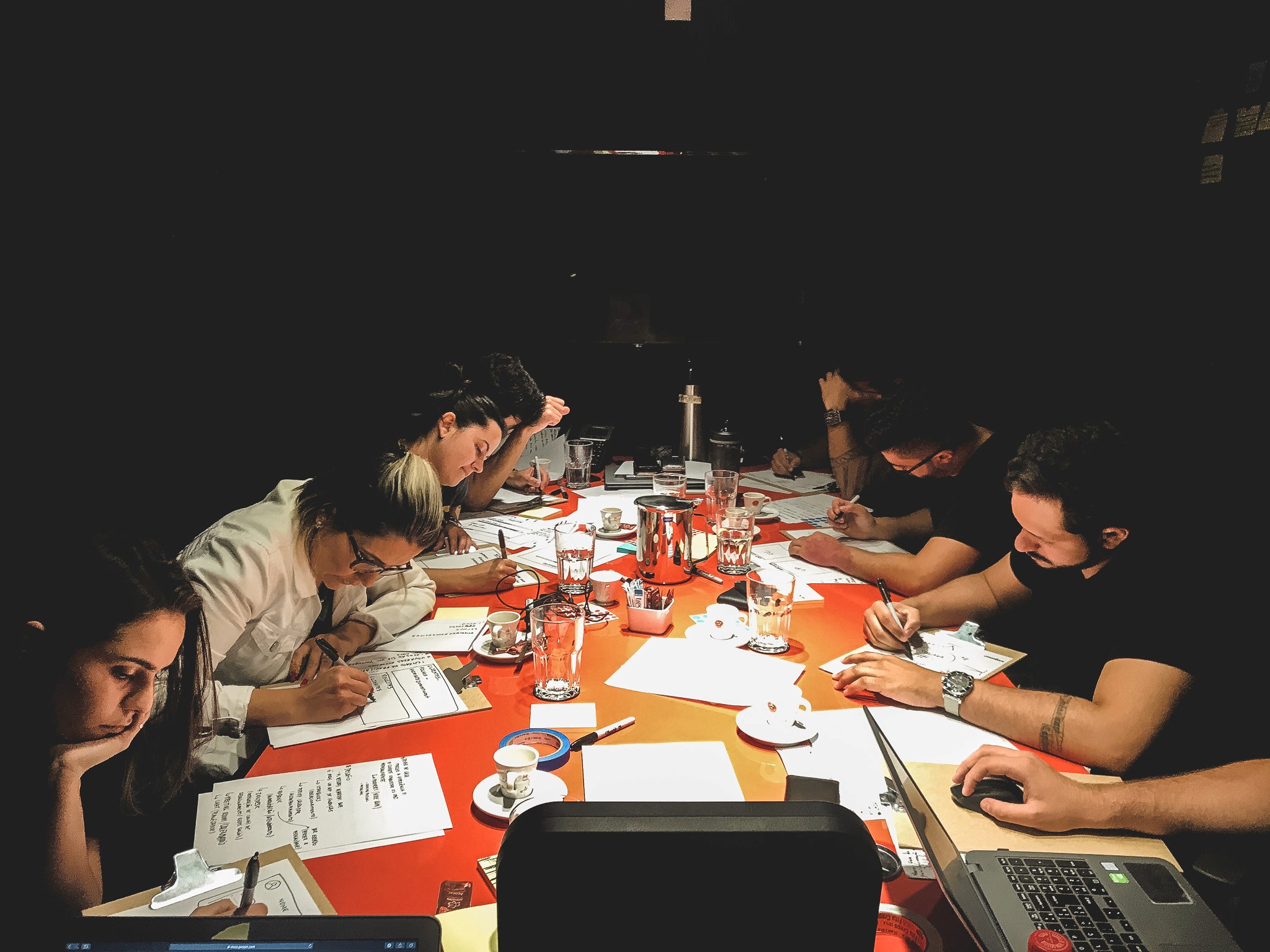 Team working together during the WalkrApp design sprint